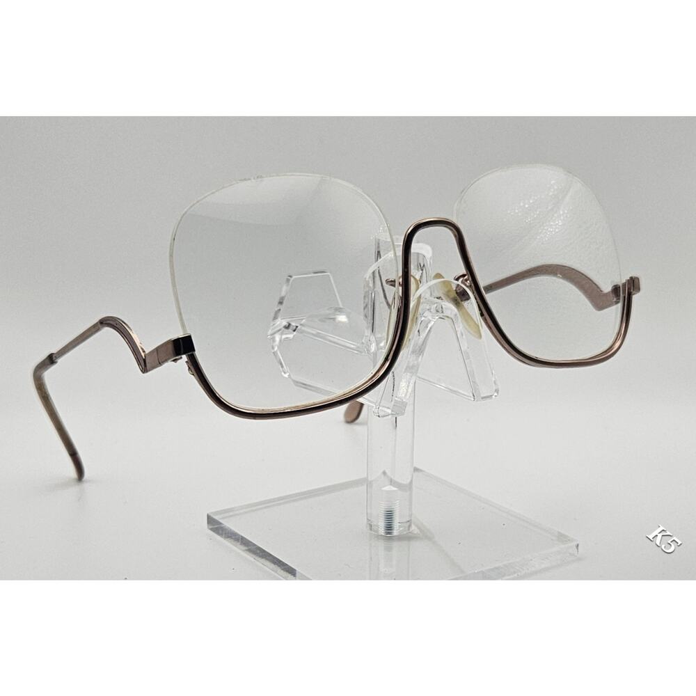 Swank Penny Oversized Gold Metal Eyeglass Frames 53-20 Vintage Square Drop Arm